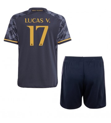 Lacne Dětský Futbalové dres Real Madrid Lucas Vazquez #17 2023-24 Krátky Rukáv - Preč (+ trenírky)